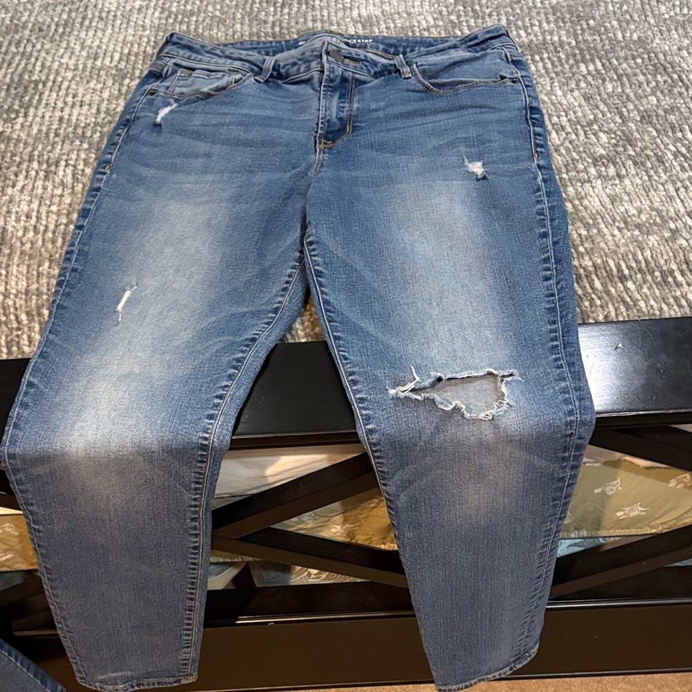 Old Navy Women's Ripped Blue Skinny Jeans